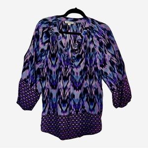 Beachlunchlounge Long Sleeves Tunic Top Multi Abstract Print Women’s Size Large